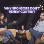 Breanna and Marcus on dark background with text, why sponsors don't renew content