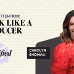 Carolyn Shomali on screen with text - Earning Attention: Think Like a Producer