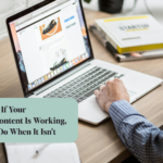 an association executive is working on a digital content on a laptop